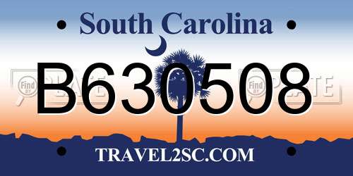 B630508 South Carolina License Plate