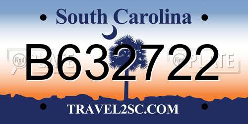 B632722 South Carolina License Plate