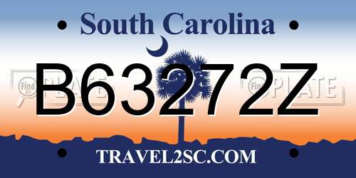B63272Z South Carolina License Plate