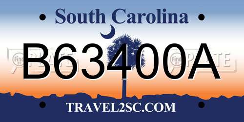 B63400A South Carolina License Plate