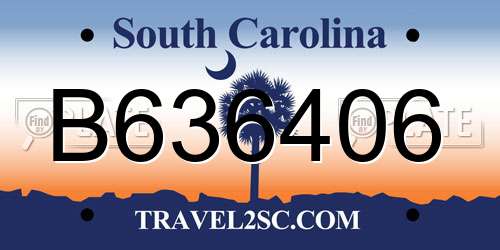 B636406 South Carolina License Plate