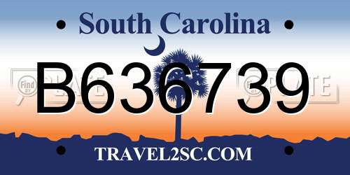 B636739 South Carolina License Plate