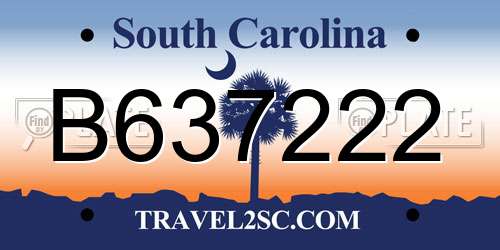 B637222 South Carolina License Plate