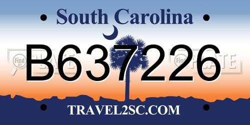 B637226 South Carolina License Plate