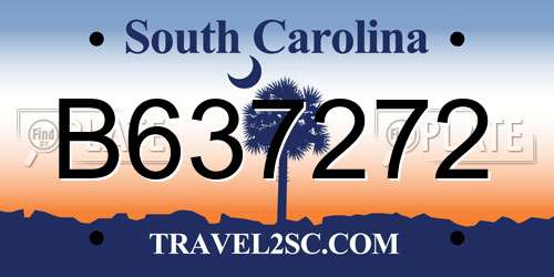 B637272 South Carolina License Plate