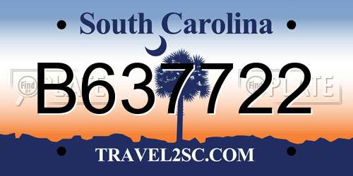 B637722 South Carolina License Plate