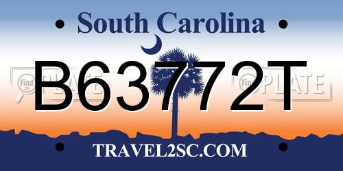 B63772T South Carolina License Plate