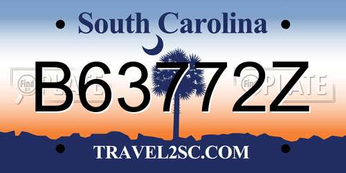 B63772Z South Carolina License Plate