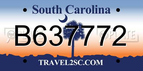 B637772 South Carolina License Plate