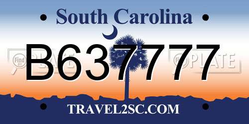 B637777 South Carolina License Plate
