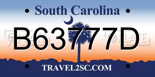 B63777D South Carolina License Plate