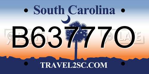 B63777O South Carolina License Plate