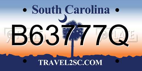 B63777Q South Carolina License Plate