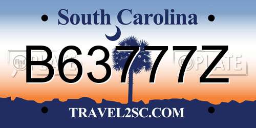 B63777Z South Carolina License Plate