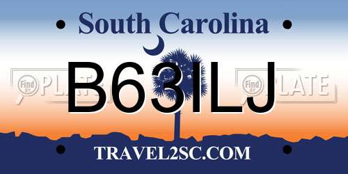 B63ILJ South Carolina License Plate