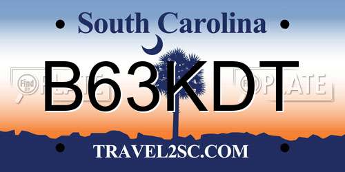 B63KDT South Carolina License Plate