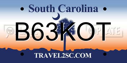 B63KOT South Carolina License Plate