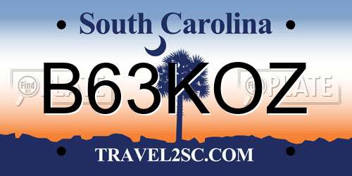 B63KOZ South Carolina License Plate