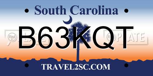 B63KQT South Carolina License Plate
