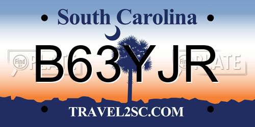 B63YJR South Carolina License Plate