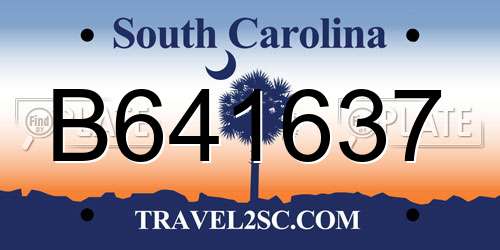 B641637 South Carolina License Plate