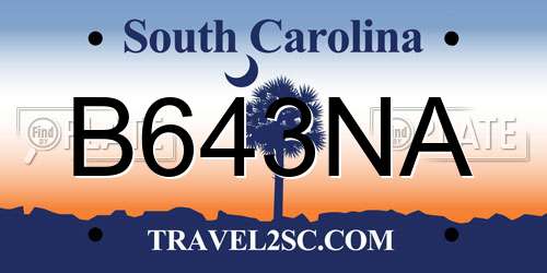 B643NA South Carolina License Plate