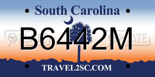 B6442M South Carolina License Plate