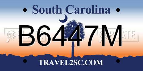 B6447M South Carolina License Plate