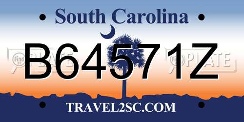 B64571Z South Carolina License Plate