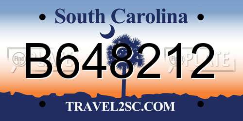 B648212 South Carolina License Plate