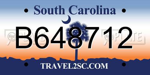 B648712 South Carolina License Plate
