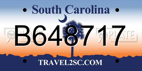 B648717 South Carolina License Plate