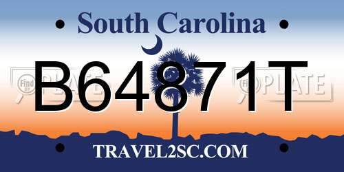 B64871T South Carolina License Plate