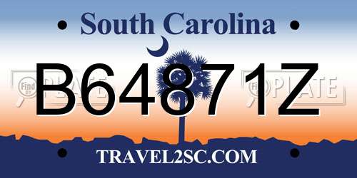 B64871Z South Carolina License Plate