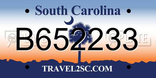 B652233 South Carolina License Plate