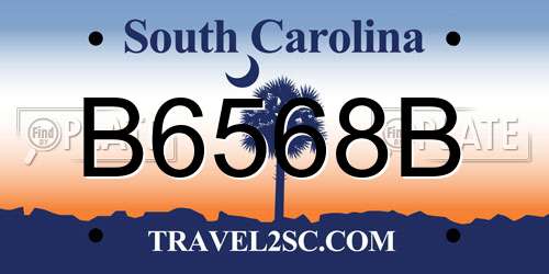 B6568B South Carolina License Plate