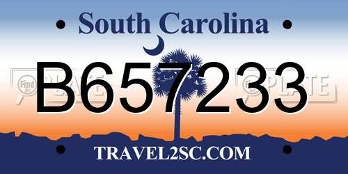B657233 South Carolina License Plate
