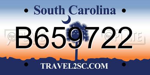 B659722 South Carolina License Plate