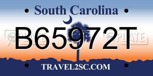 B65972T South Carolina License Plate