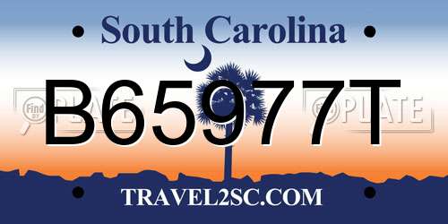 B65977T South Carolina License Plate