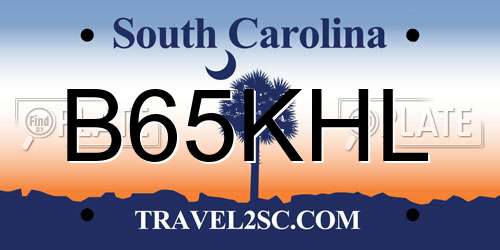 B65KHL South Carolina License Plate