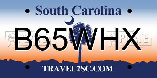B65WHX South Carolina License Plate