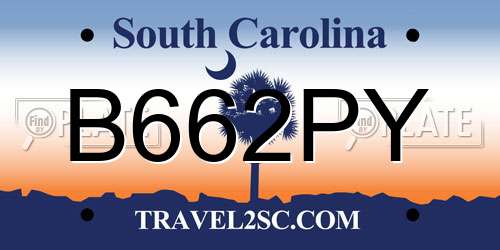 B662PY South Carolina License Plate