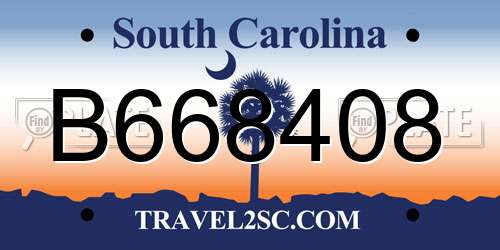 B668408 South Carolina License Plate