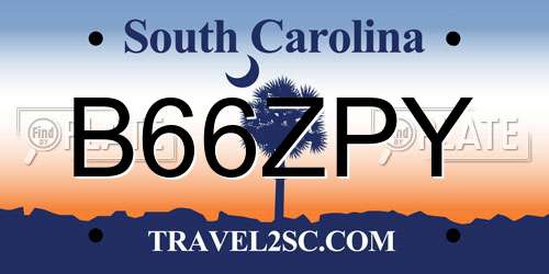 B66ZPY South Carolina License Plate