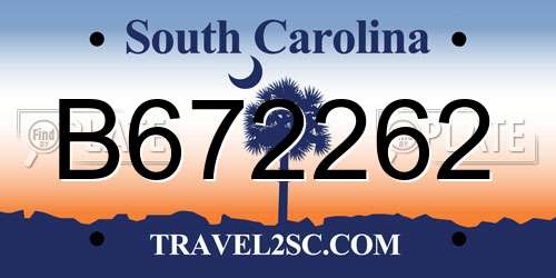 B672262 South Carolina License Plate