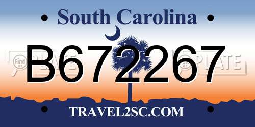 B672267 South Carolina License Plate