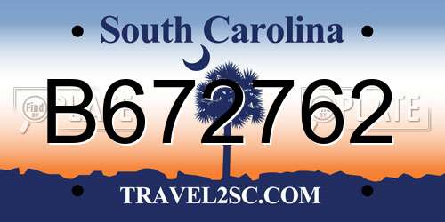 B672762 South Carolina License Plate