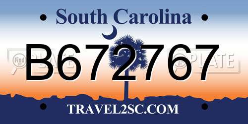 B672767 South Carolina License Plate