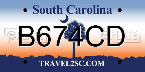 B674CD South Carolina License Plate